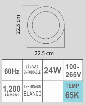 ETLED-RB 24W 100-265V AJUSTABLE BLANCO