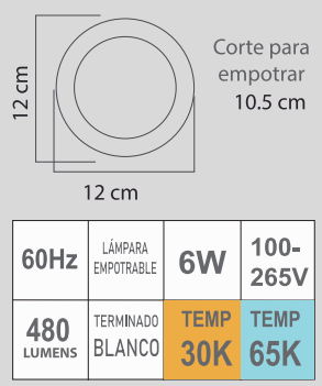 ETLED-RB 6W 100-265V BLANCO