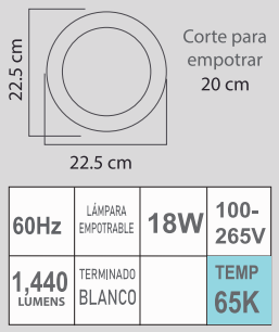ETLED-RB 18W 65K 100-265V BLANCO