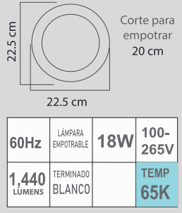 ETLED-RS 18W 65K 100-265V SATÍN