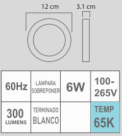 STLED-RB 6W 65K 100-265V BLANCO