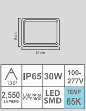 REFLECTOR FLAT LED 30W 65K 100-277V SMD