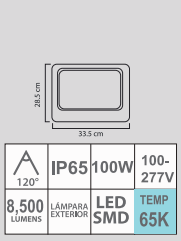 REFLECTOR FLAT LED 100W 65K 100-277V SMD