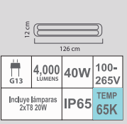 LUMINARIO T8LPV-220/S 100-265V PRUEBA VAPOR