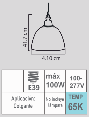 CAMPANA DE ACRÍLICO 16" E39 100-277V