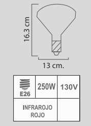 R40 250W E26 130V INFRARROJO ROJO