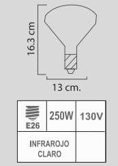 R40 250W E26 130V INFRARROJO CLARO