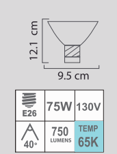 FOCO PAR30 75W E26 130V CUELLO LARGO