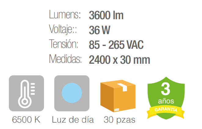 Tubo LED Transparente - Auminio + PC