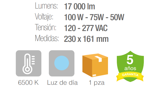 Luminario con potencia seleccionable - Negro
