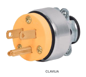 CONTACTO Y CLAVIJA DE USO RUDO P/ EXTENSIONES METÁLICAS