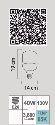 LED HW 40W E26 65K 130V