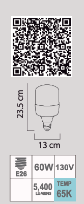 LED HW 60W E26 65K 130V