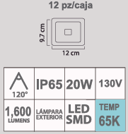 REFLECTOR FLAT LED 20W 65K 130V