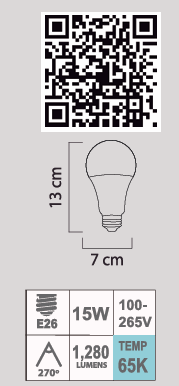 FOCO LED A21 15W 65K E26 100-265V