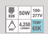 FOCO LED HWP-50W 65K E26 100-277V