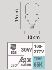 LED HW-30W 65K E26 100-277V