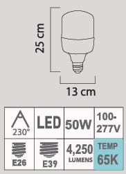 LED HW-50W 65K 100-277V