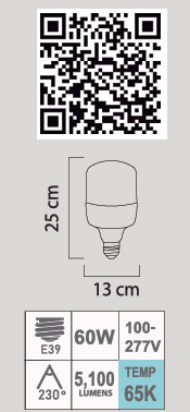 LED HW-60W 65K E39 100-277V