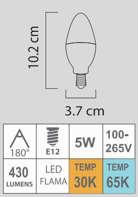 LED FLAMA 5W E12 100-265V