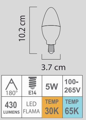 LED FLAMA 5W E14 100-265V