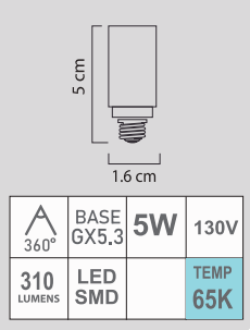 FOCO LED JCD 5W 130V 65K 2835