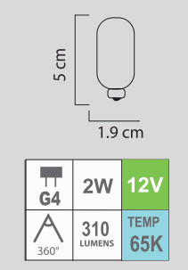 FOCO LED JC G4 2W 65K 12V