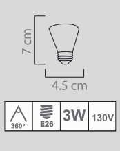 LED S14 3W E26 130V COLORES