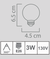 LED G45 3W E26 130V COLORES