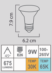 LED PAR20 9W E26 100-265V