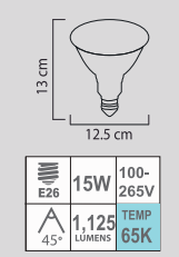 LED PAR38 15W E26 100-265V