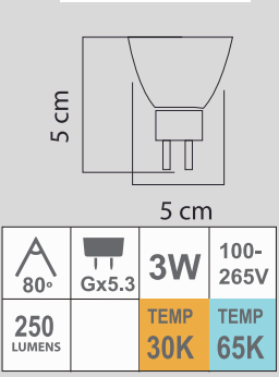 LED MR16 3W 100-265V