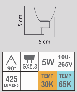 LED MR16 5W 100-265V