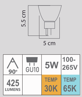 LED GU10 5W 100-265V