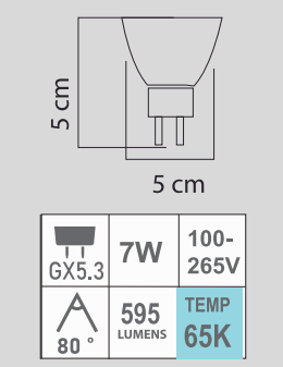 LED MR16 7W 65K 100-265V