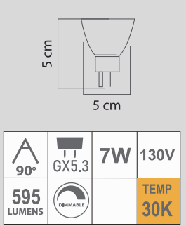 LED MR16 7W 130V DIMMABLE