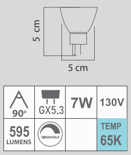 LED MR16 7W 130V DIMMABLE