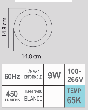 ETLED-RB 9W 100-265V AJUSTABLE BLANCO