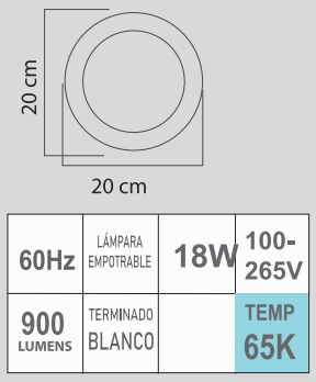 ETLED-RB 18W 100-265V AJUSTABLE BLANCO