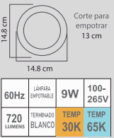 ETLED-RB 9W 100-265V BLANCO