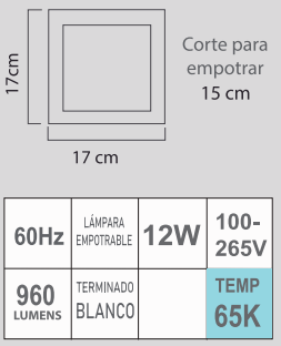 ETLED-CB 12W 65K 100-265V BLANCO