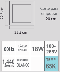 ETLED-CB 18W 65K 100-265V BLANCO