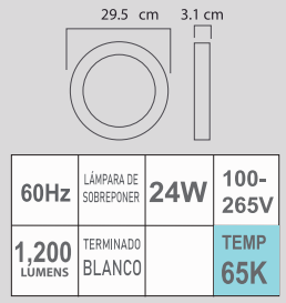 STLED-RB 24W 65K 100-265V BLANCO