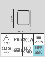 REFLECTOR FLAT LED 300W 65K 100-277V SMD