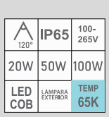 REFLECTOR FLAT LED SENSOR 100-265V