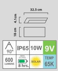 LÁMPARA LED 10W 65K SOLAR