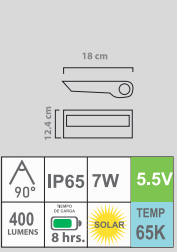 LÁMPARA LED 7W 65K SOLAR