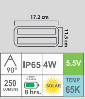 LÁMPARA LED 4W 65K SOLAR