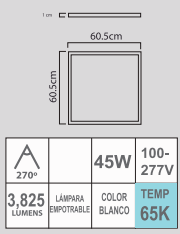 PAN LED-B 45W 65K 100-277V BLANCO