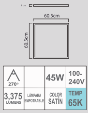 PAN LED-S 45W 65K 100-240V SATÍN